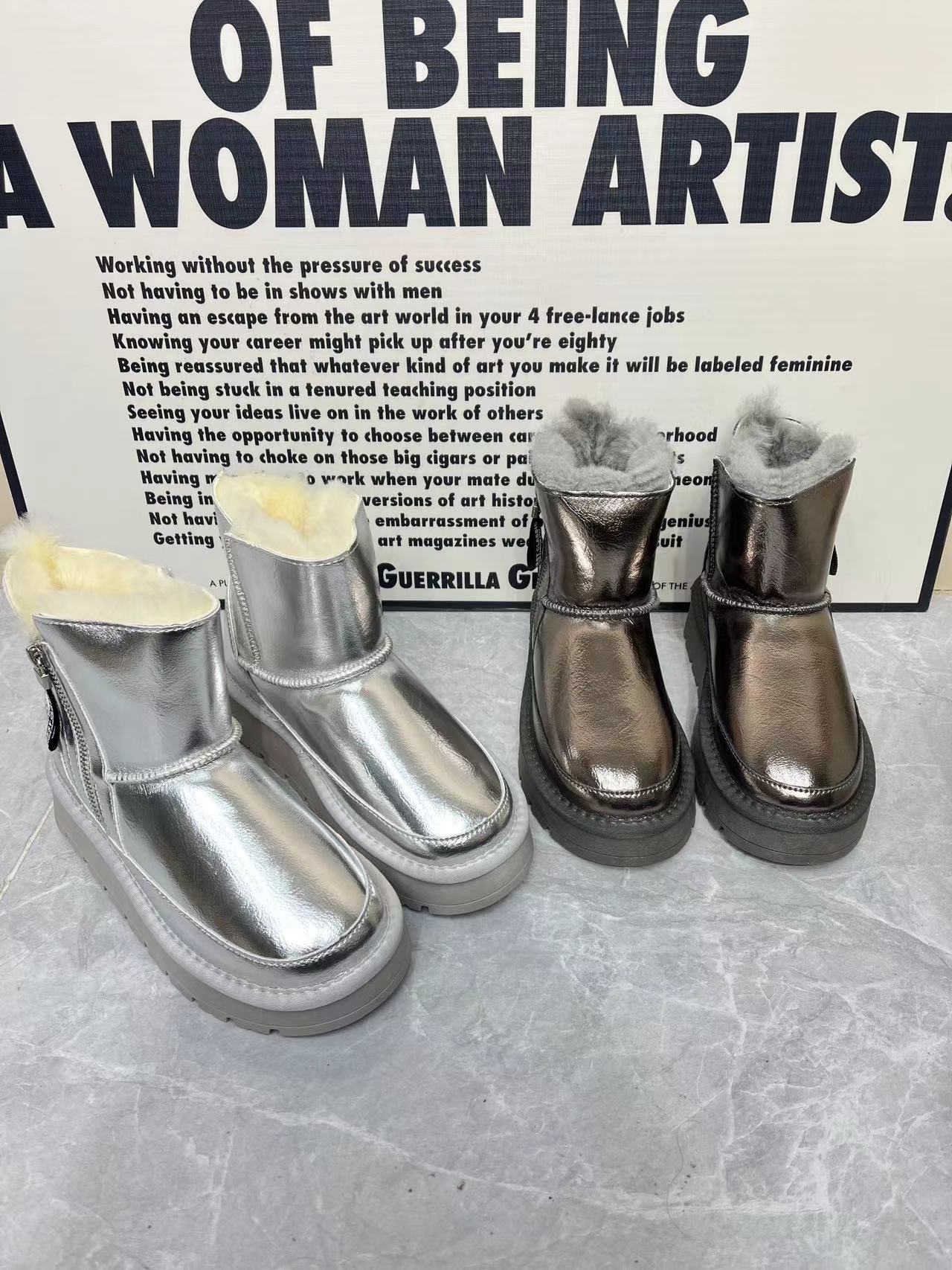 新款冬季时尚百搭加绒加厚保暖女款厚底雪地靴2419