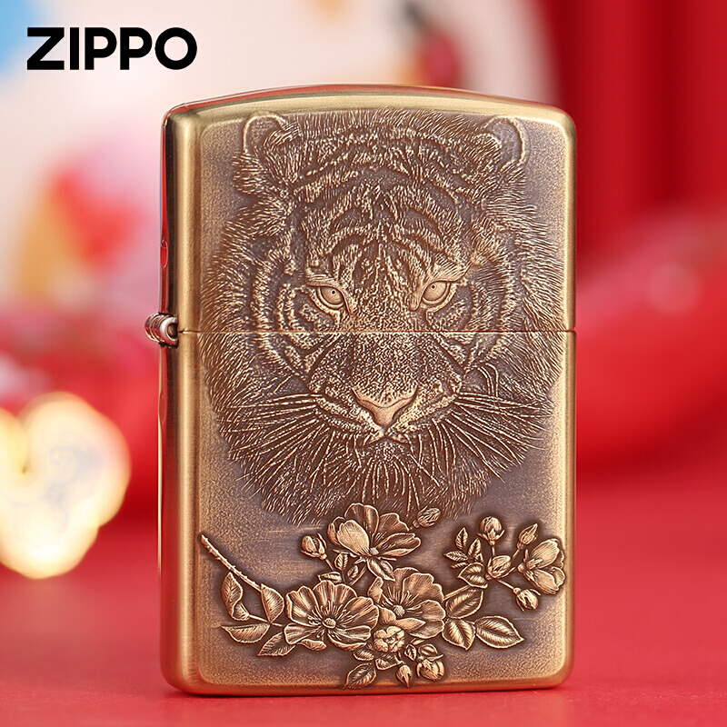 ZIPPO芝宝煤油打火机 虎嗅蔷薇盔甲精雕 送男友情人节礼物刻字 