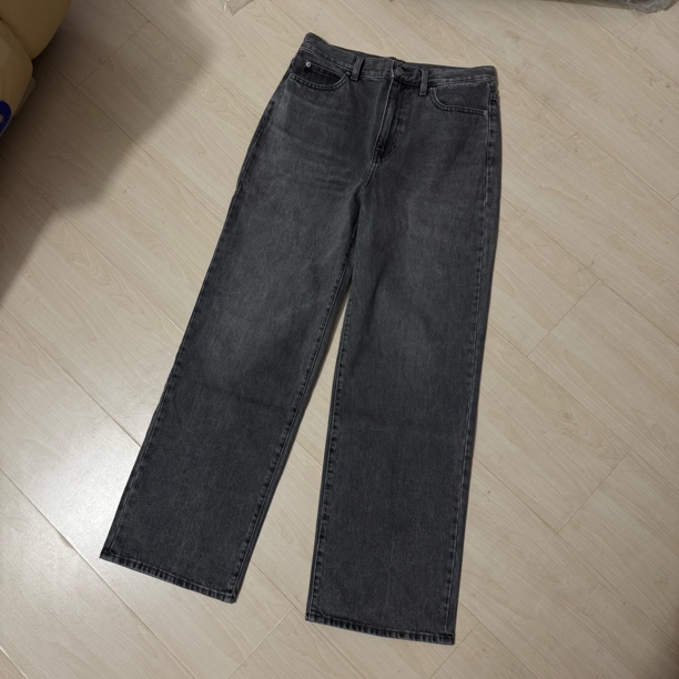 25212秋冬厚款水洗复古灰色直筒牛仔长裤时尚百搭