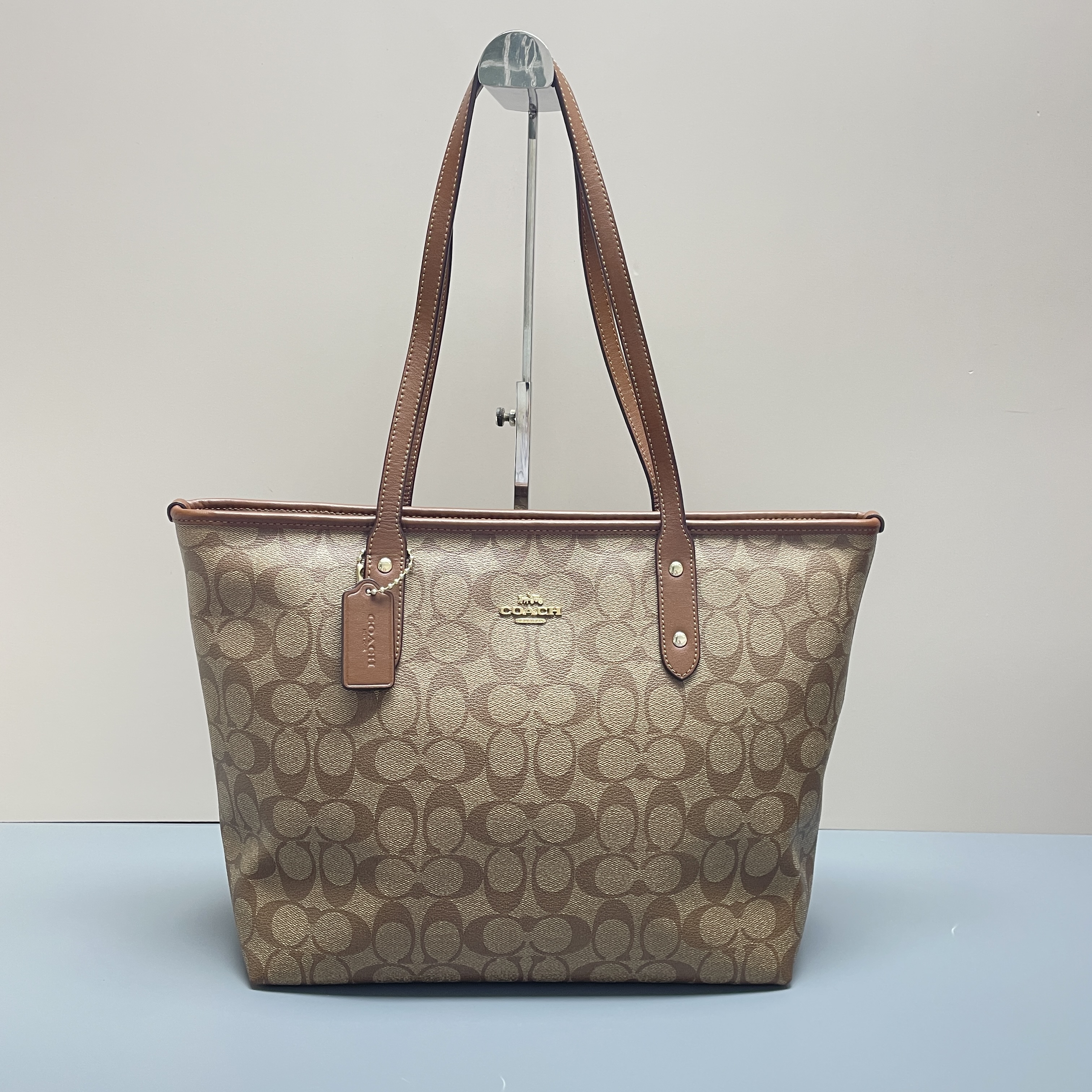 90新 COACH/蔻驰 city30棕老花托特包经典30*26*14cmE121807时尚