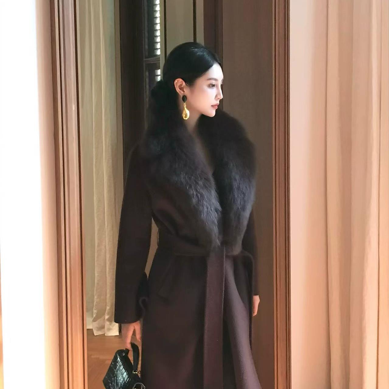 【送腰带】【送毛领】2025春秋新款气质长袖风衣3906外套女装修身收腰