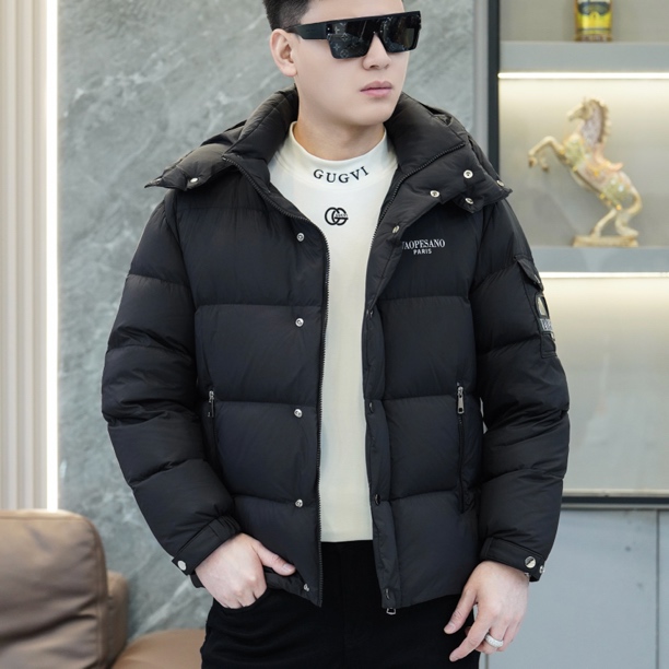 25国标男士高端休闲运动连帽款侧面口袋潮牌羽绒服7023