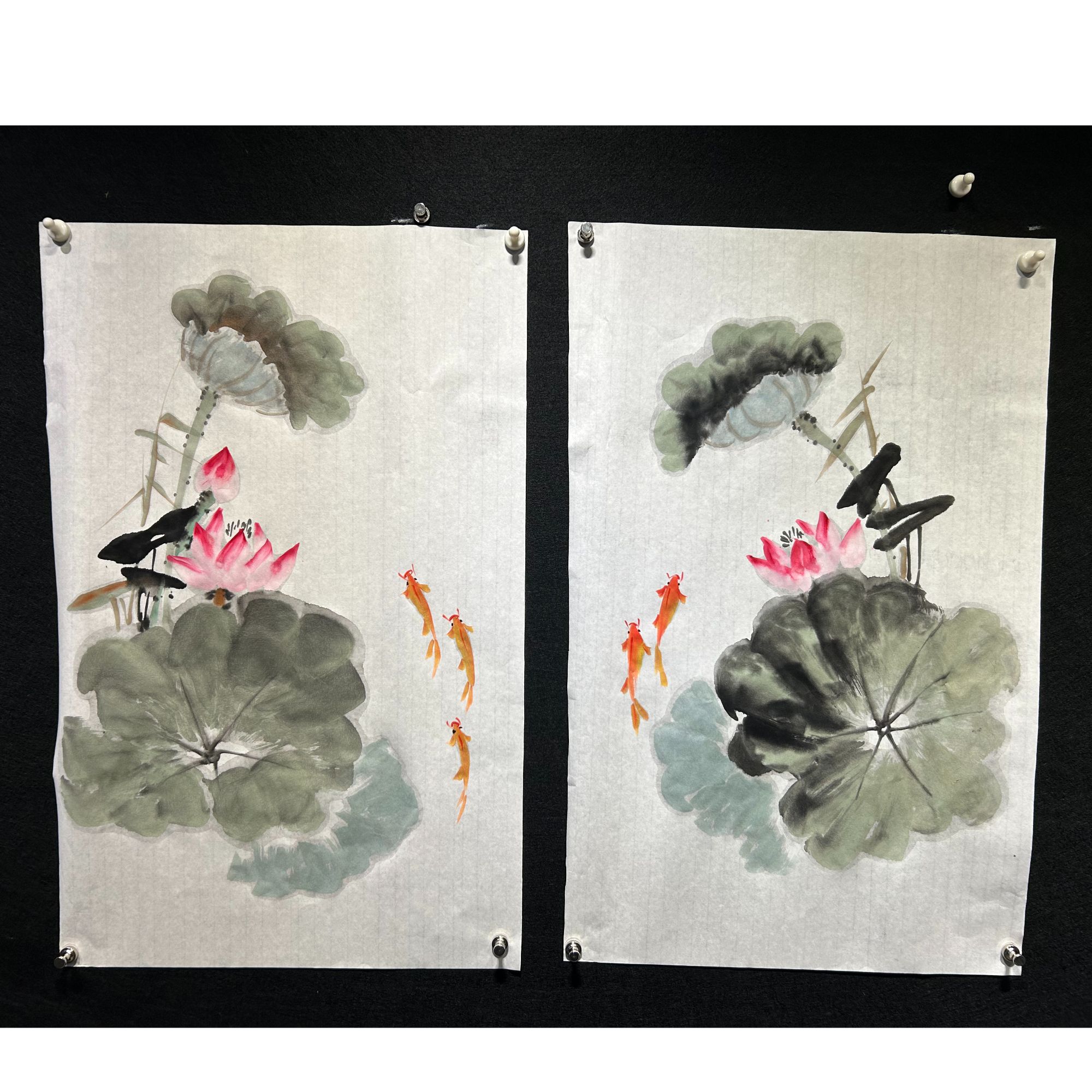 【荷一对】张静老师书画作品-竖版 画芯：70*45