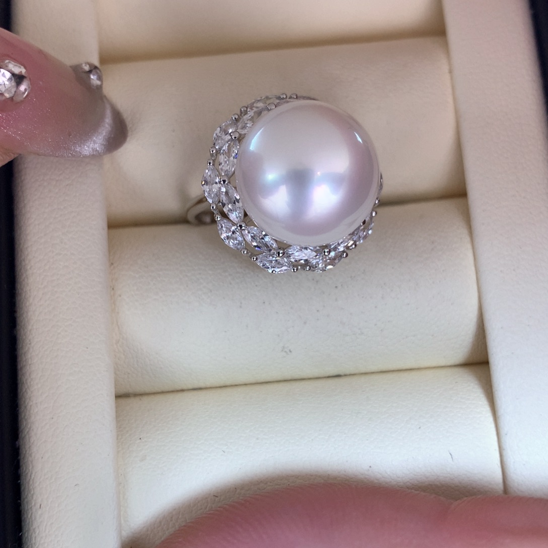 海水珍珠戒指18K金镶嵌