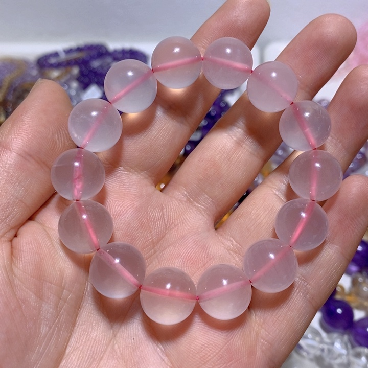 水晶手链未镶嵌粉晶14mm