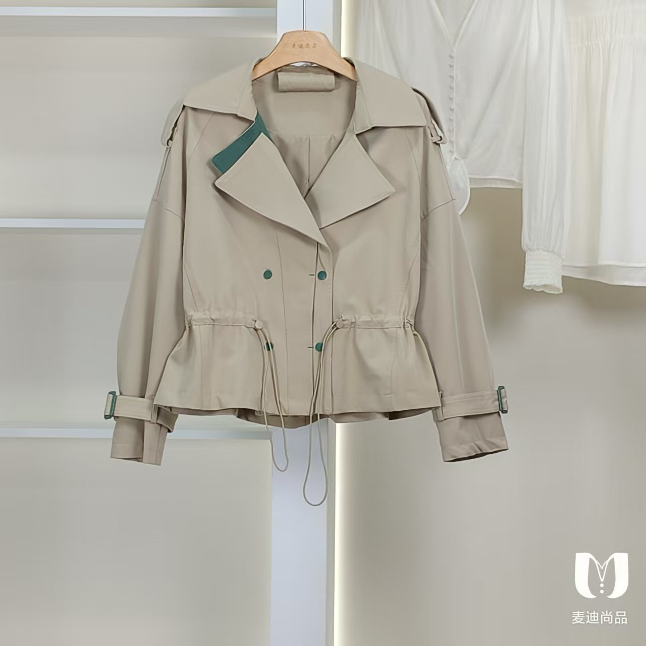 麦迪尚品【设计师】40610212春秋简约时尚百搭风衣品牌撤柜