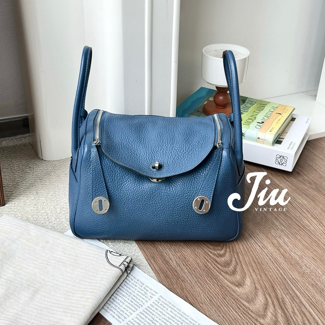 95新 Hermes/爱马仕 玛瑙蓝银扣Lindy26A刻BJM12-1371