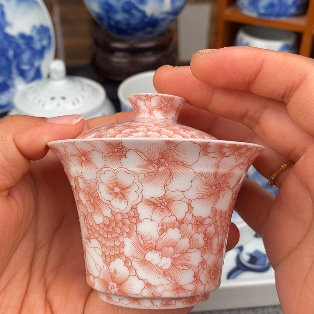 杯万花盖碗马蹄  润锋窑宋画山水