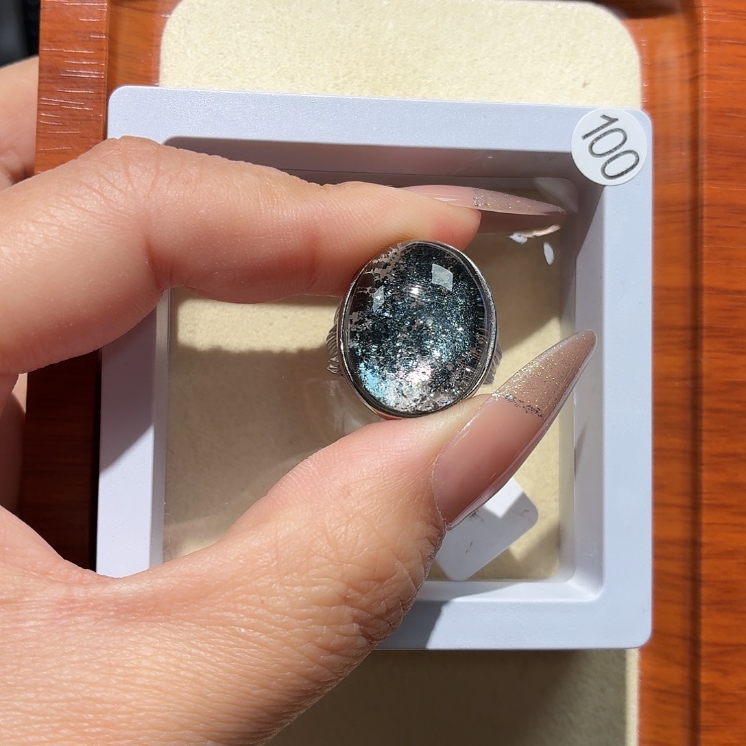 正****水晶戒指银S925镶嵌