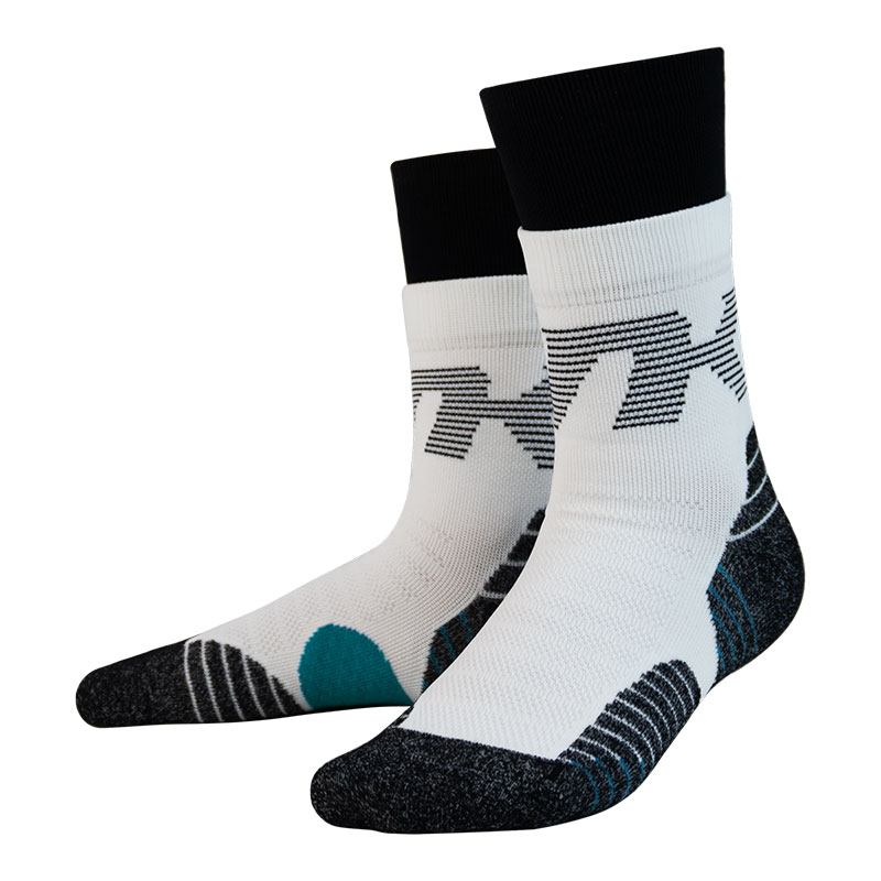 HNK/悍将罗口健身运动袜防滑减震吸汗速干中筒训练户外运动袜子