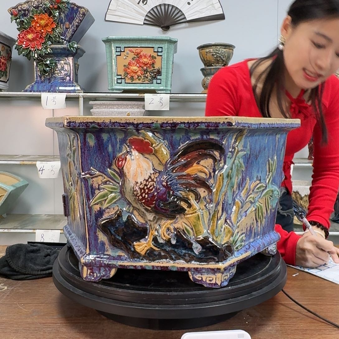 红陶钟*石湾盆550