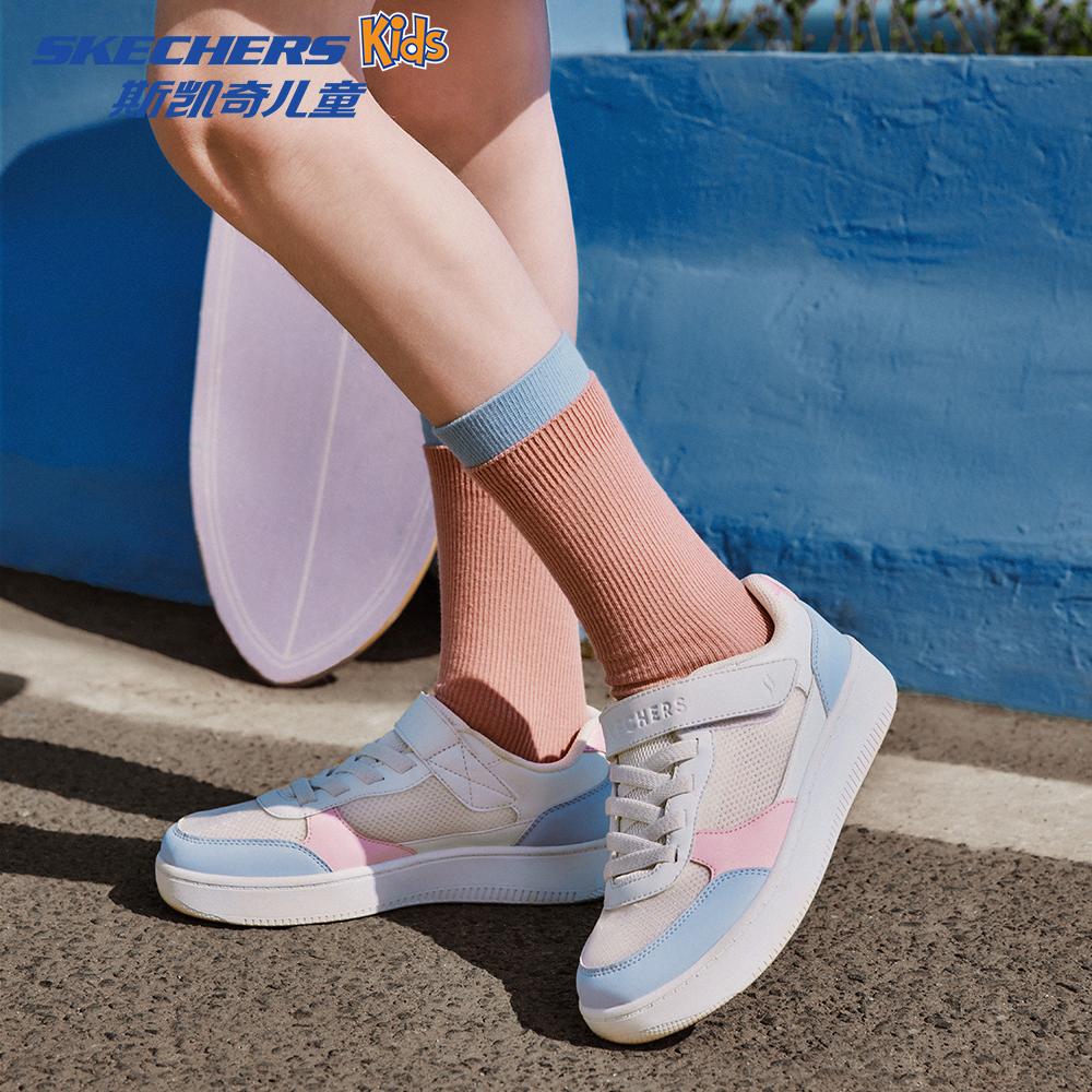 斯凯奇儿童童鞋男女童网面透气休闲拼接撞色时尚板鞋319351L