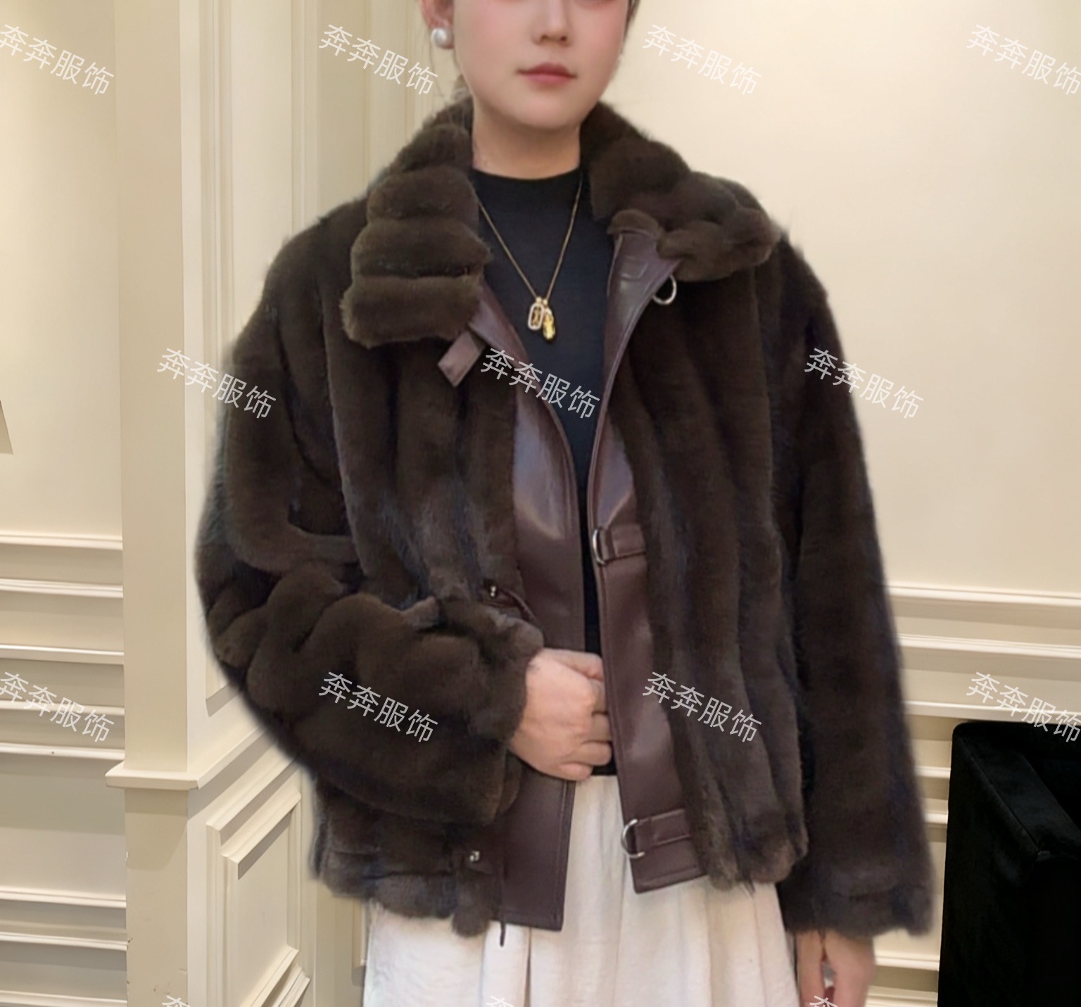 2025新款机车服女士毛毛外套显瘦高级气质短款冬季25916