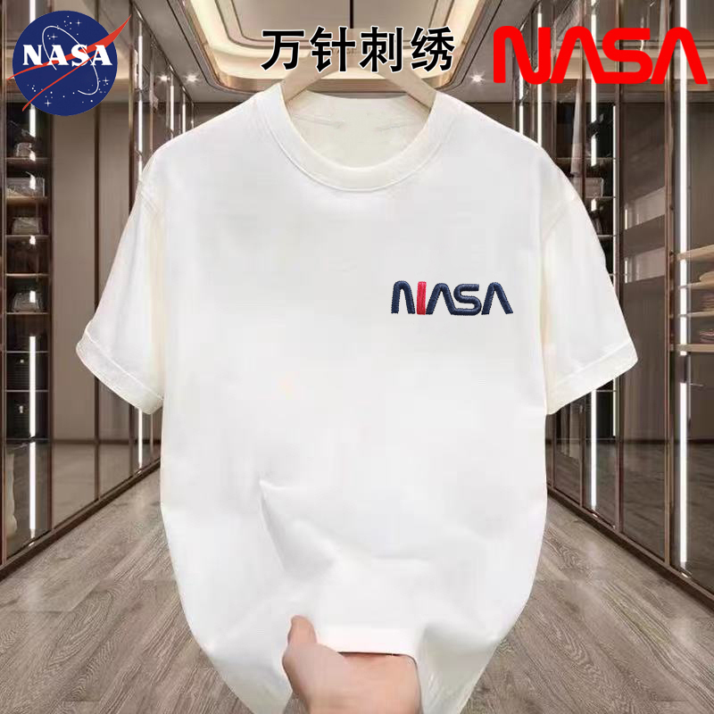 【万针刺绣】NASA联名夏季索罗那圆领短袖T恤时尚男女同款撞色