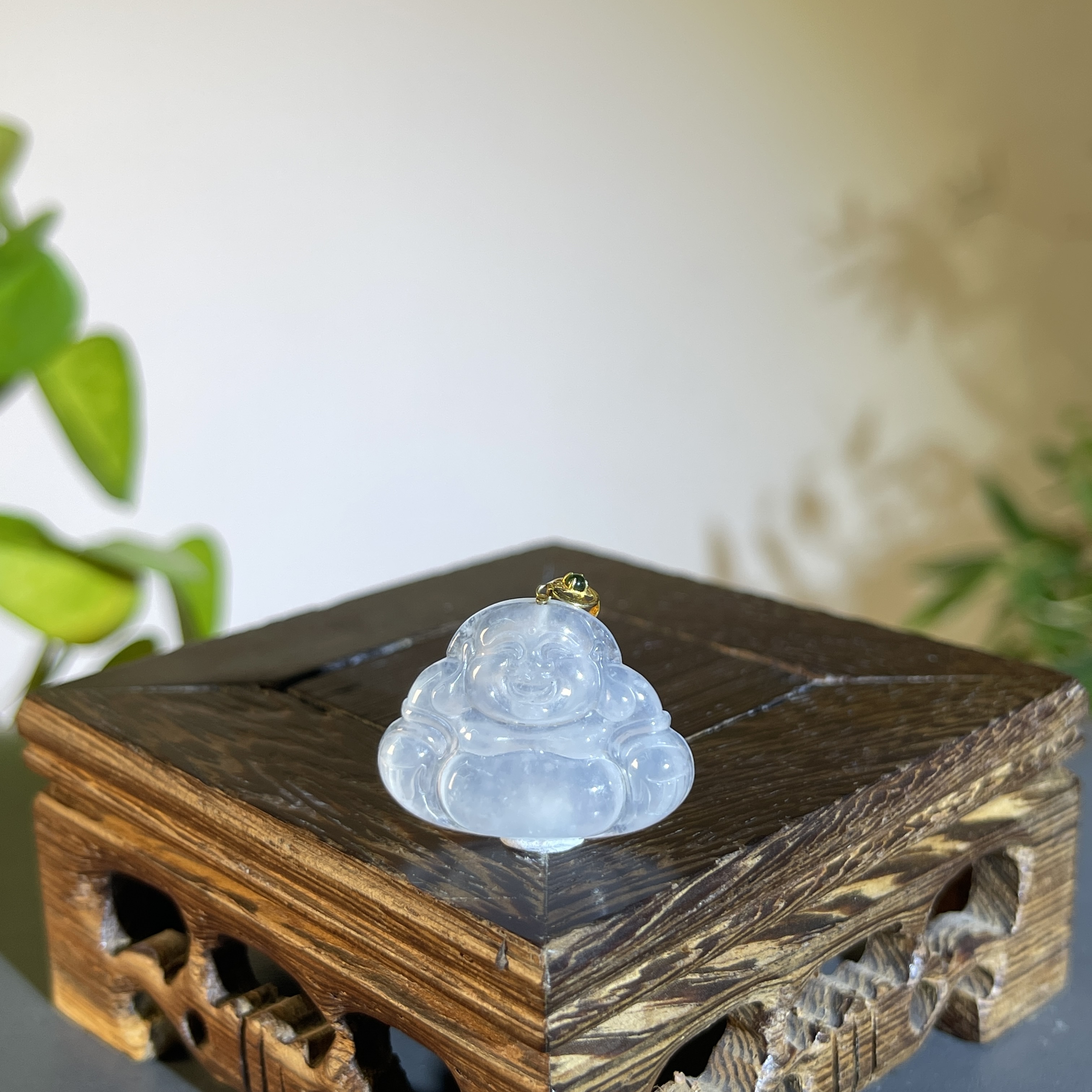 JTB08-185 天然缅甸翡翠A货  18K扣佛公