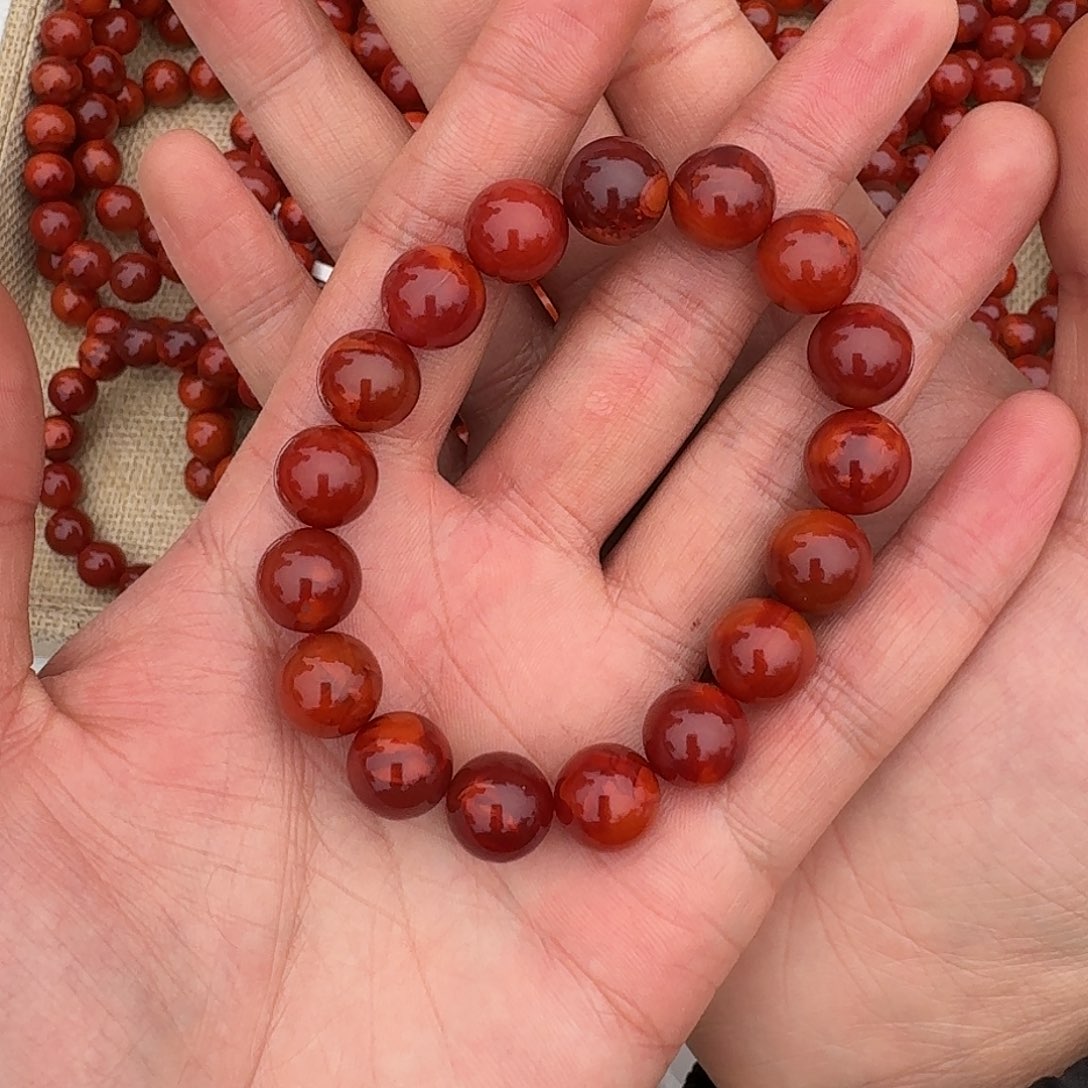 南红玛瑙手链未镶嵌一**戏原矿南红手串11mm➕瓦西车厘子