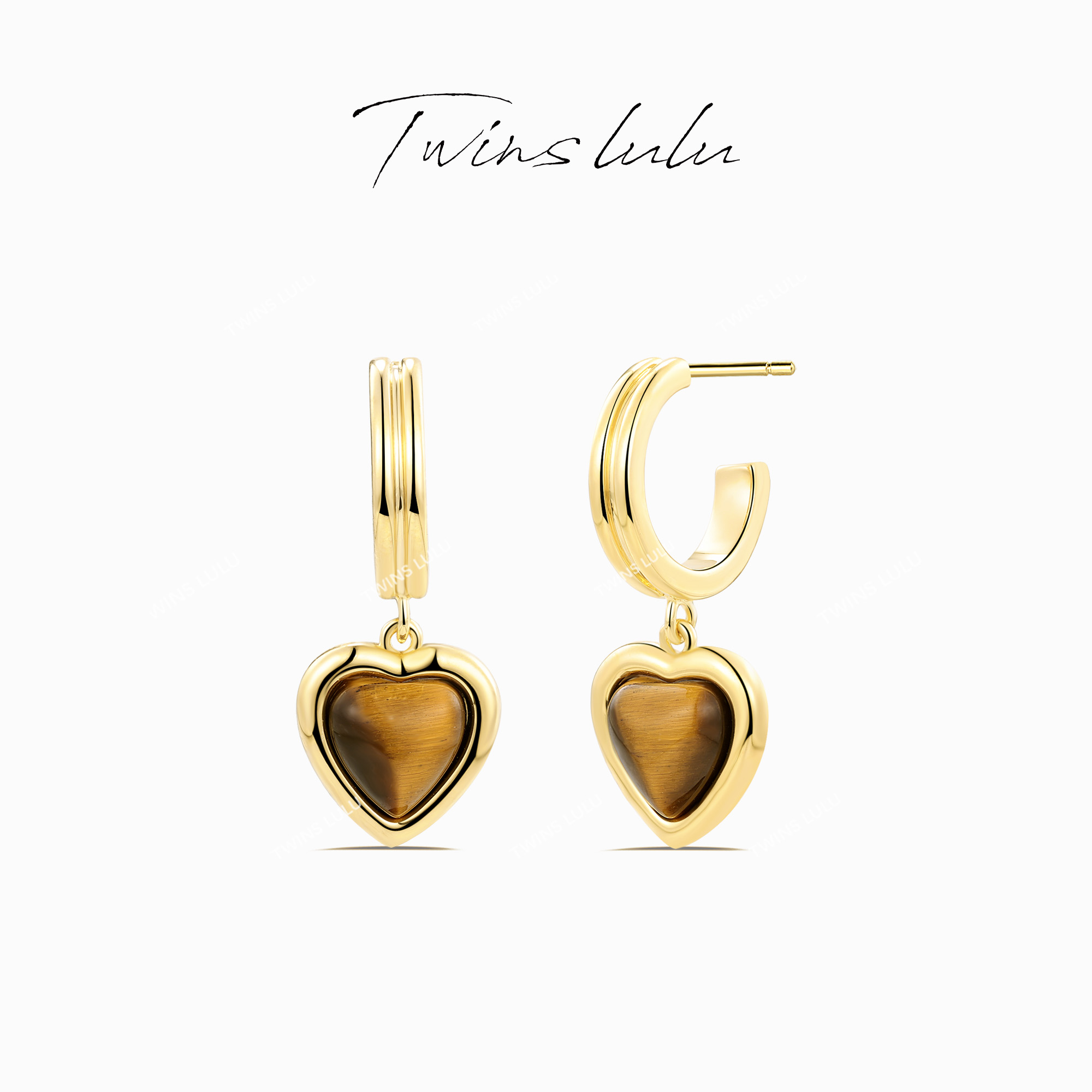 TWINS LULU 镀k金 【春上新】轻奢复古美拉德风爱心耳环TSL1201