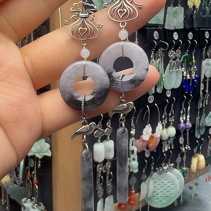 翡翠银S925镶嵌耳饰A****55555