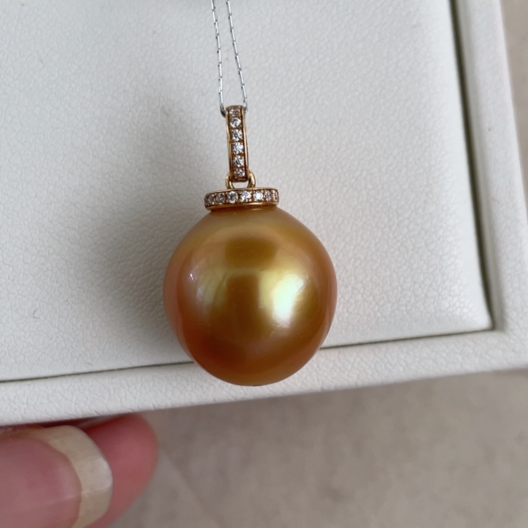 海水珍珠18K金镶嵌吊坠(不含链)16.1mm