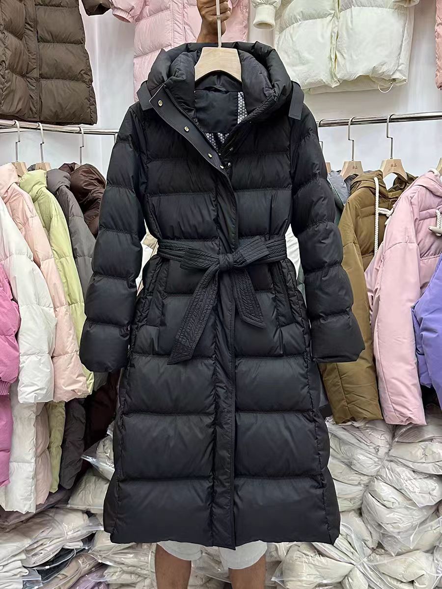 反季羽绒服女加厚修身收腰显瘦过膝长款时尚鸭绒外套连帽8#