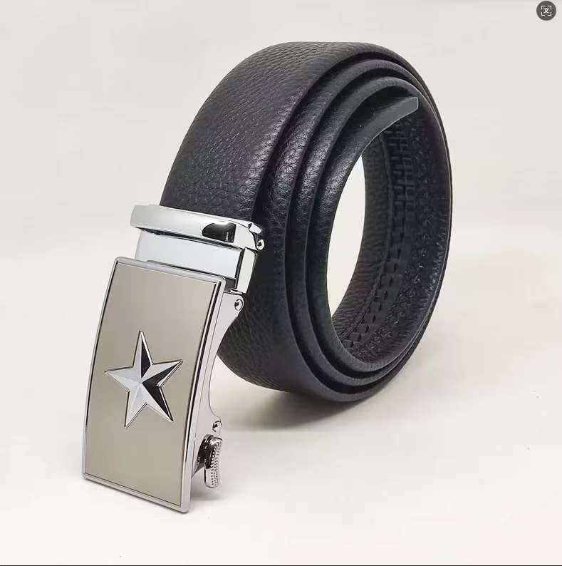 新款精选五星男士高档皮带合金自动扣腰带真皮商务百搭裤腰带