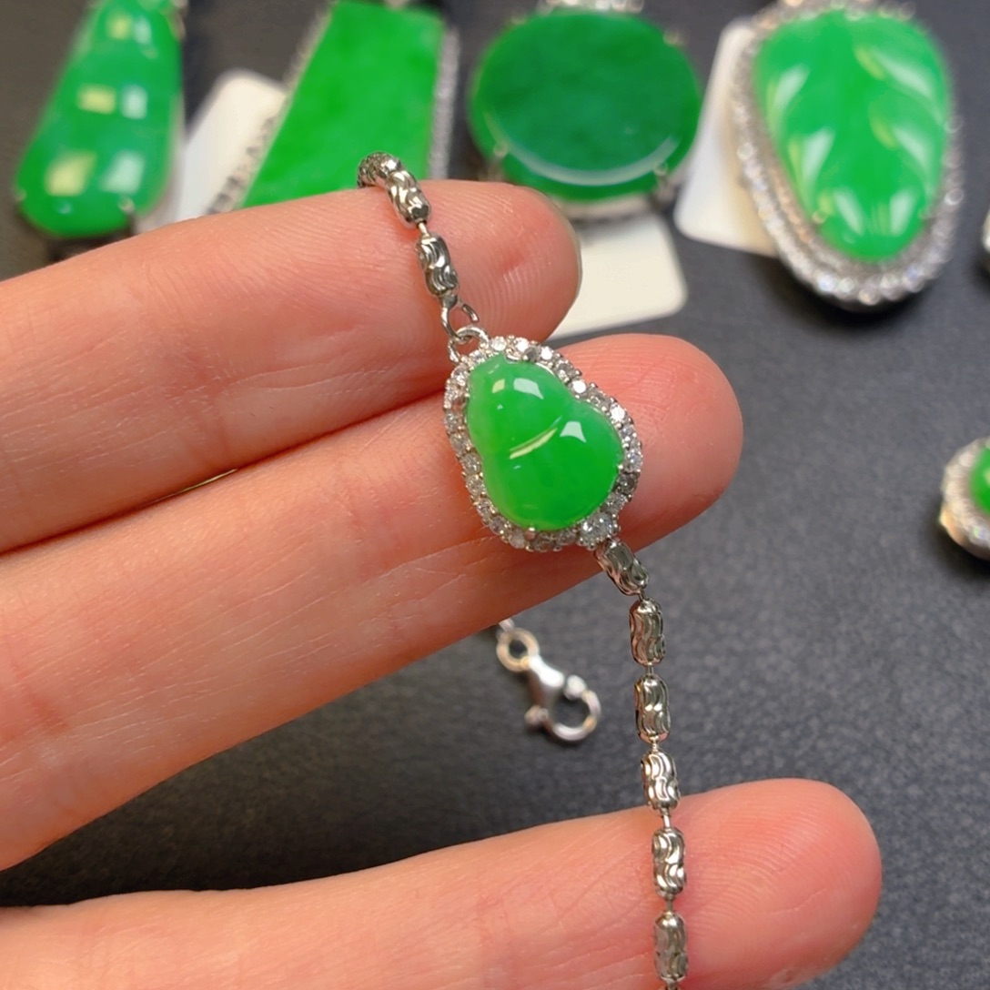 翡翠银S925镶嵌吊坠(不含链)手链