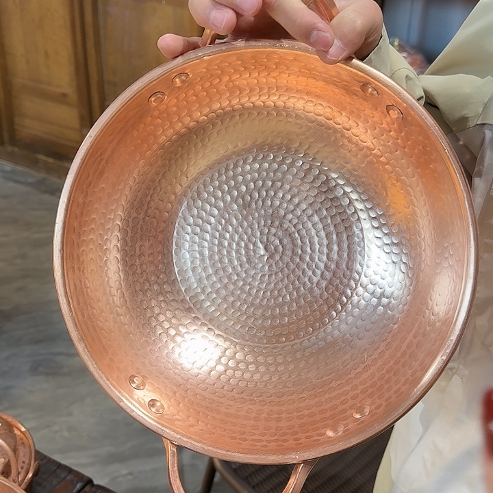 紫铜手工制作双耳锅28口径