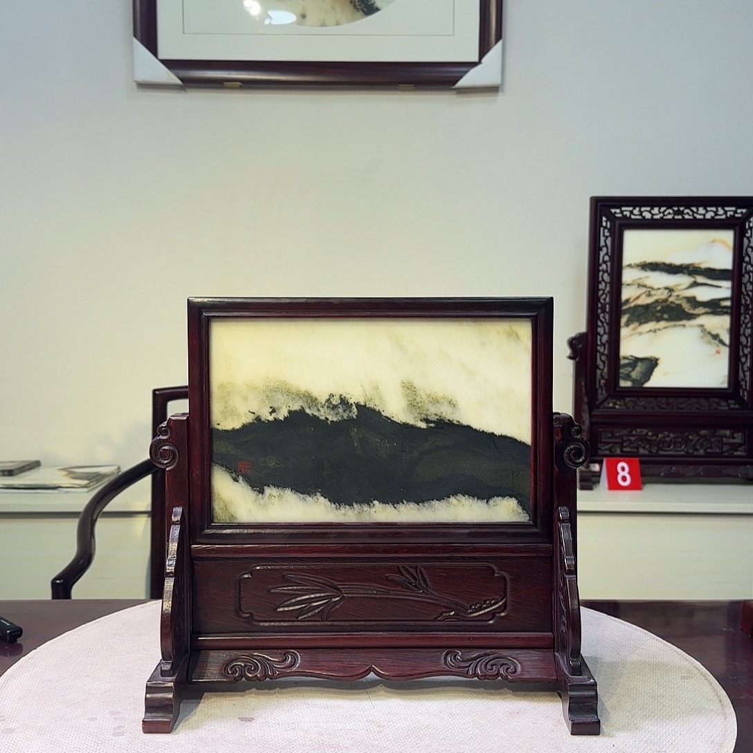 石材天然大理石画屏风34×31