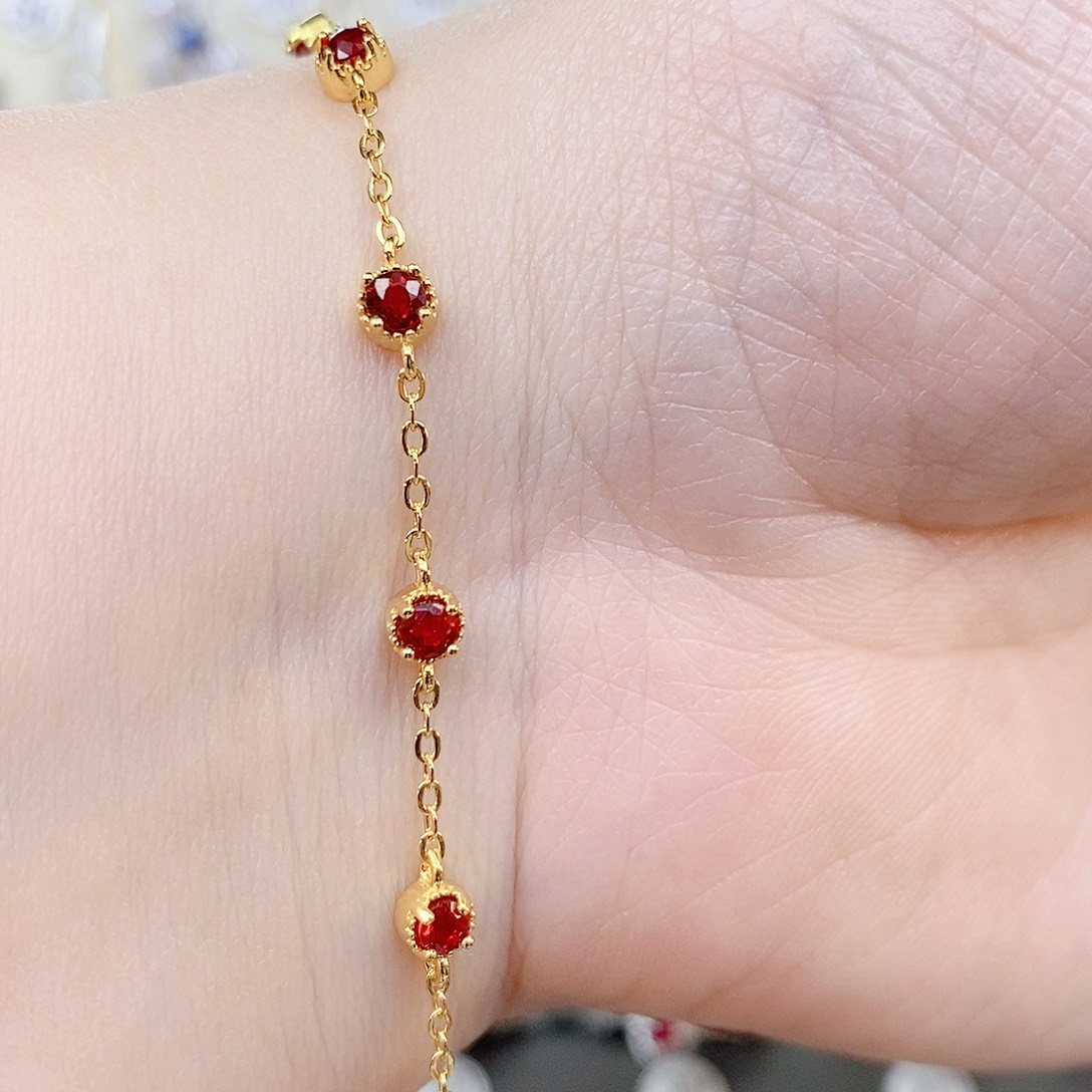 彩色蓝宝石手链银S925镶嵌