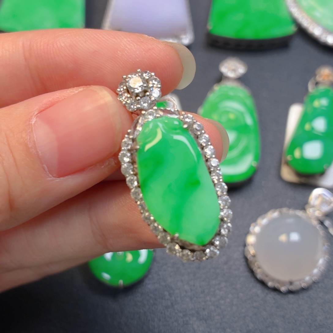 翡翠银S925镶嵌吊坠(不含链)