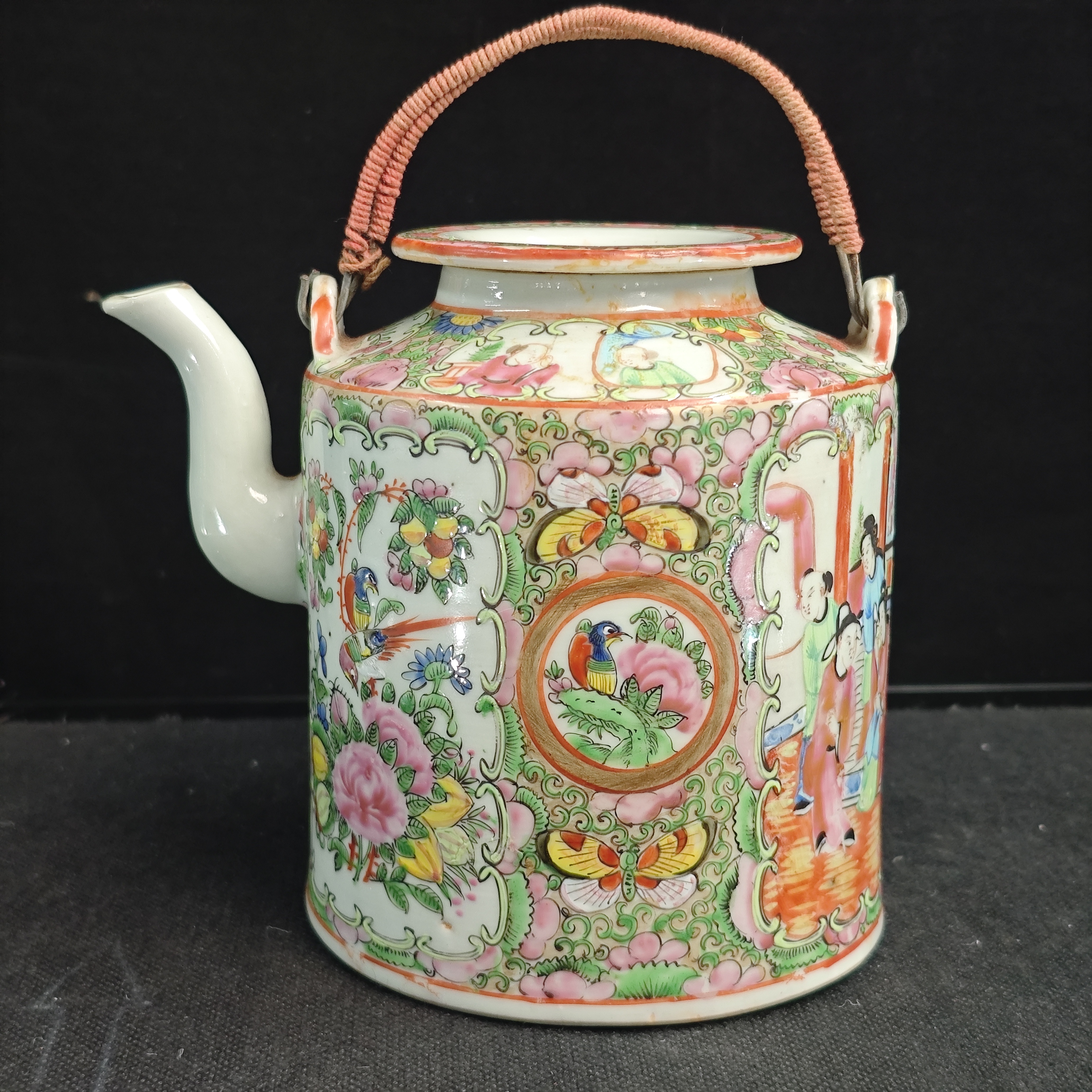 晚清 广彩人物故事提梁壶XX-0016