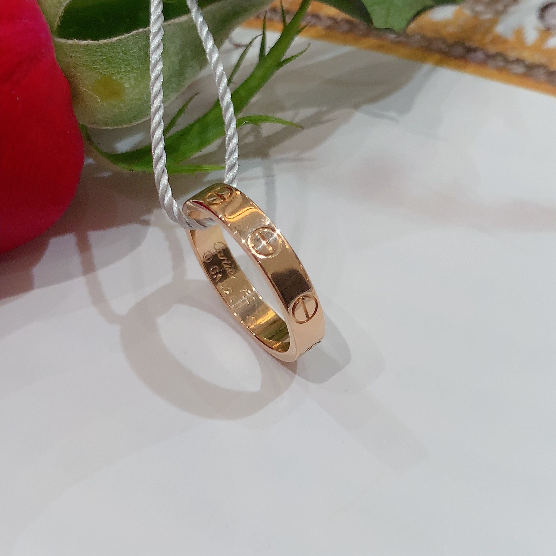 99新 Cartier/卡地亚 love戒指窄版/玫瑰金/50号