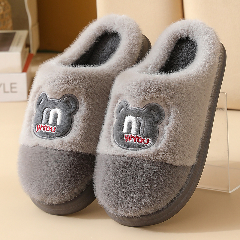 2025新款男士棉拖鞋冬季室内居家保暖防滑情侣卡通厚底毛毛棉拖鞋
