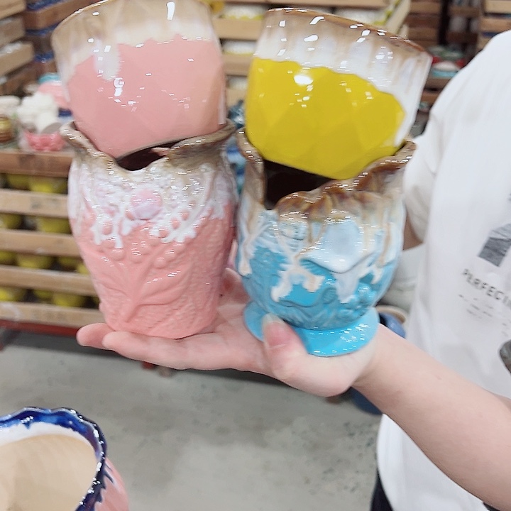 有孔，凑单福利满10元发货陶瓷多肉花盆！