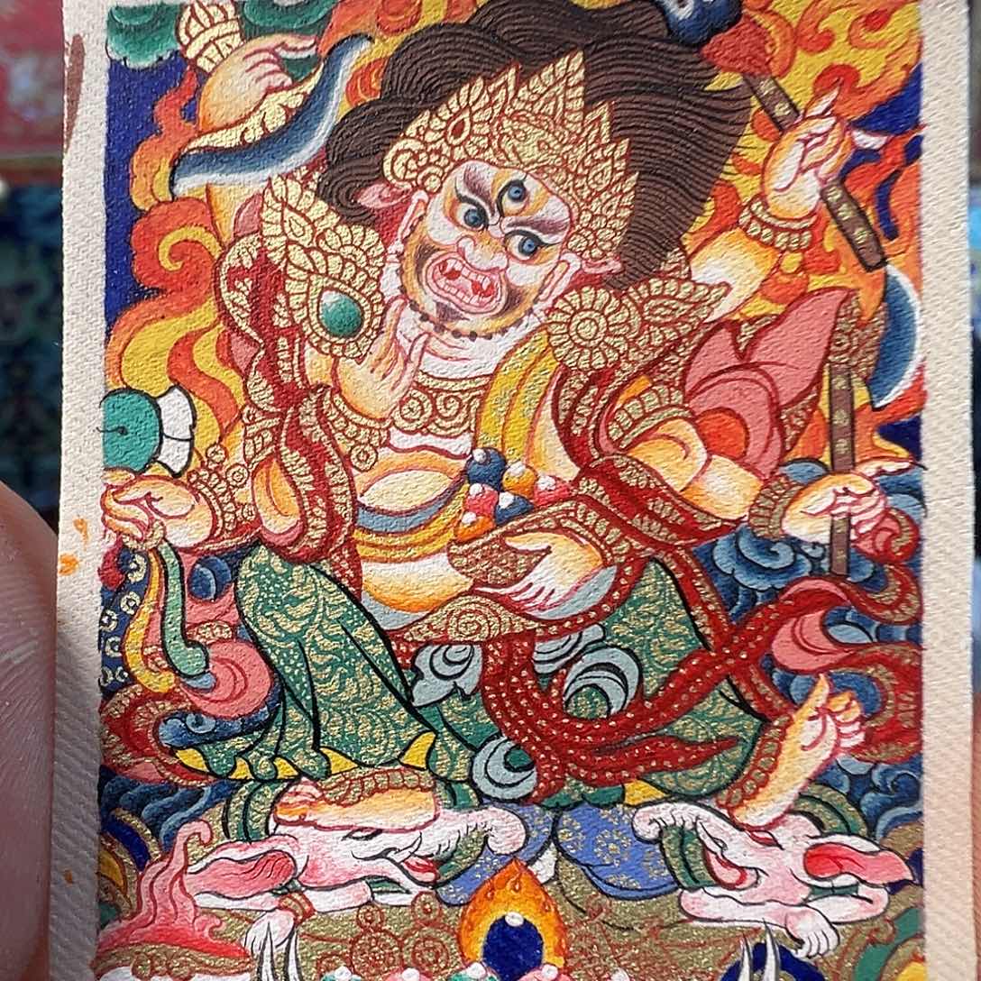 吊坠纯手绘唐卡白六臂