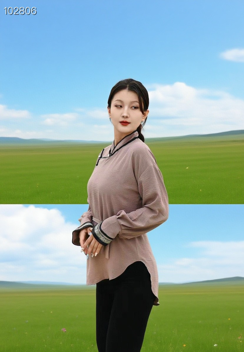 民族风蒙古元素马蹄袖衬衫显瘦气质长袖网红时尚休闲百搭女士国风