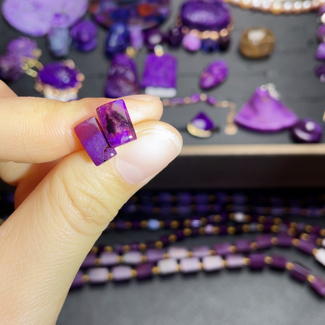 苏纪石（舒俱来）耳钉银S925镶嵌