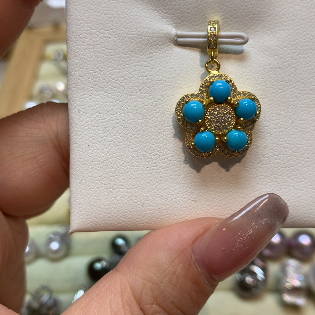 绿松石颈饰银S925镶嵌