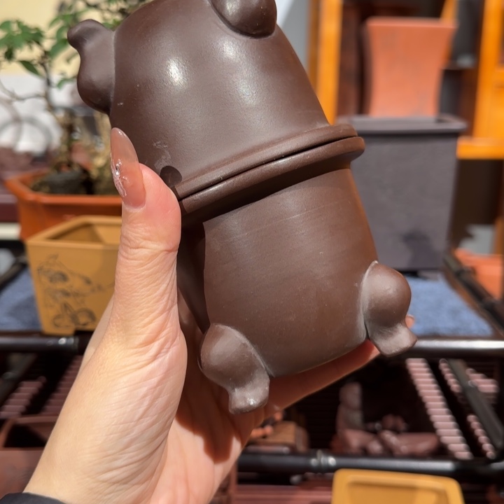 紫砂花盆半手工制作微瑕