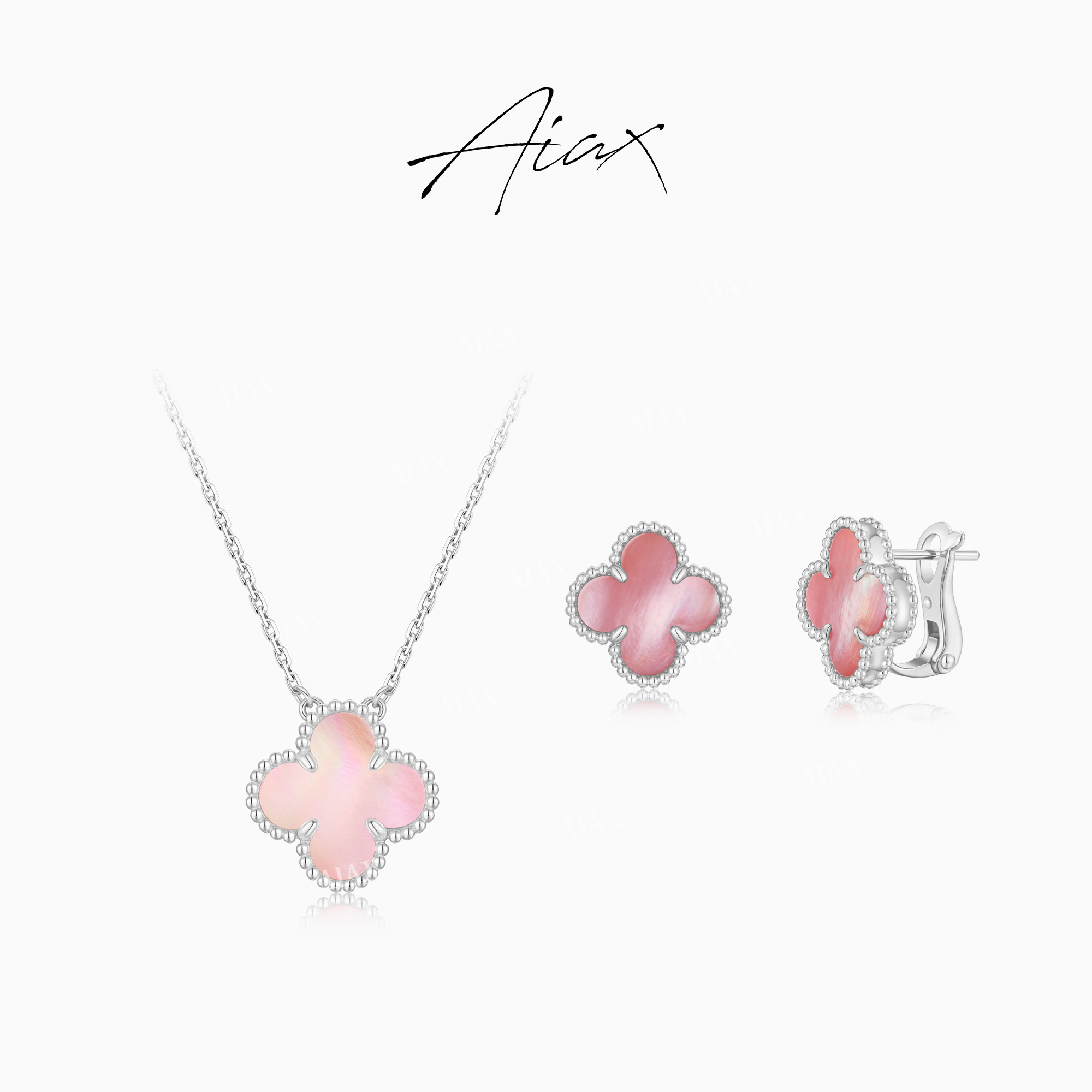 AIAX 925银 流光风【四叶】经典时尚百搭四叶草项链TSJ9414