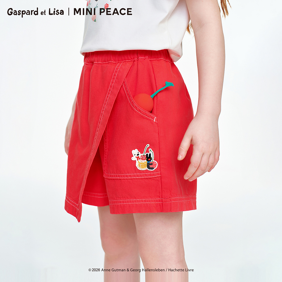 MINIPEACE×卡斯波和丽莎系列女童裙裤夏儿童假两件水洗牛仔短裤