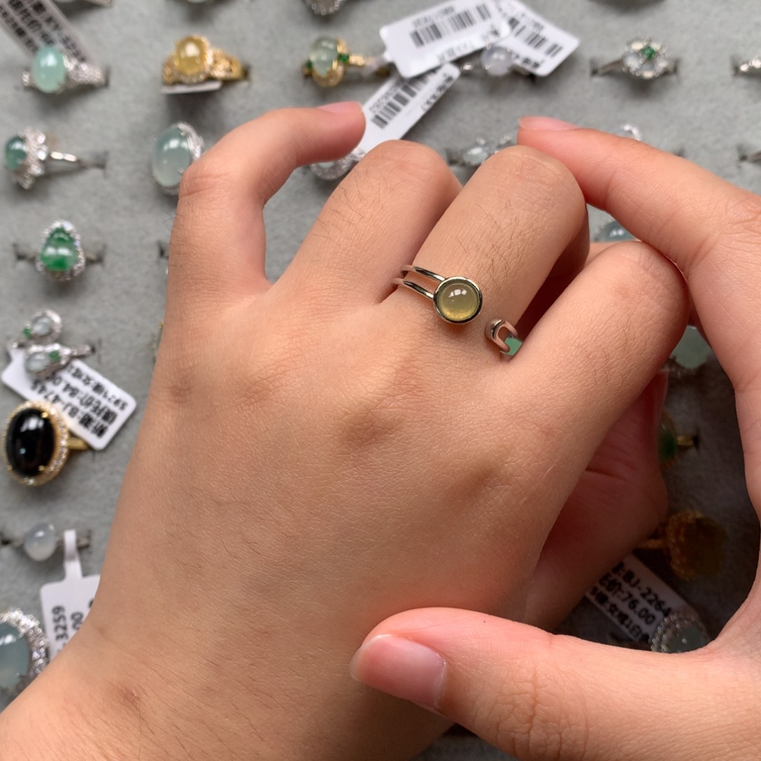 翡翠银S925镶嵌戒指戒指