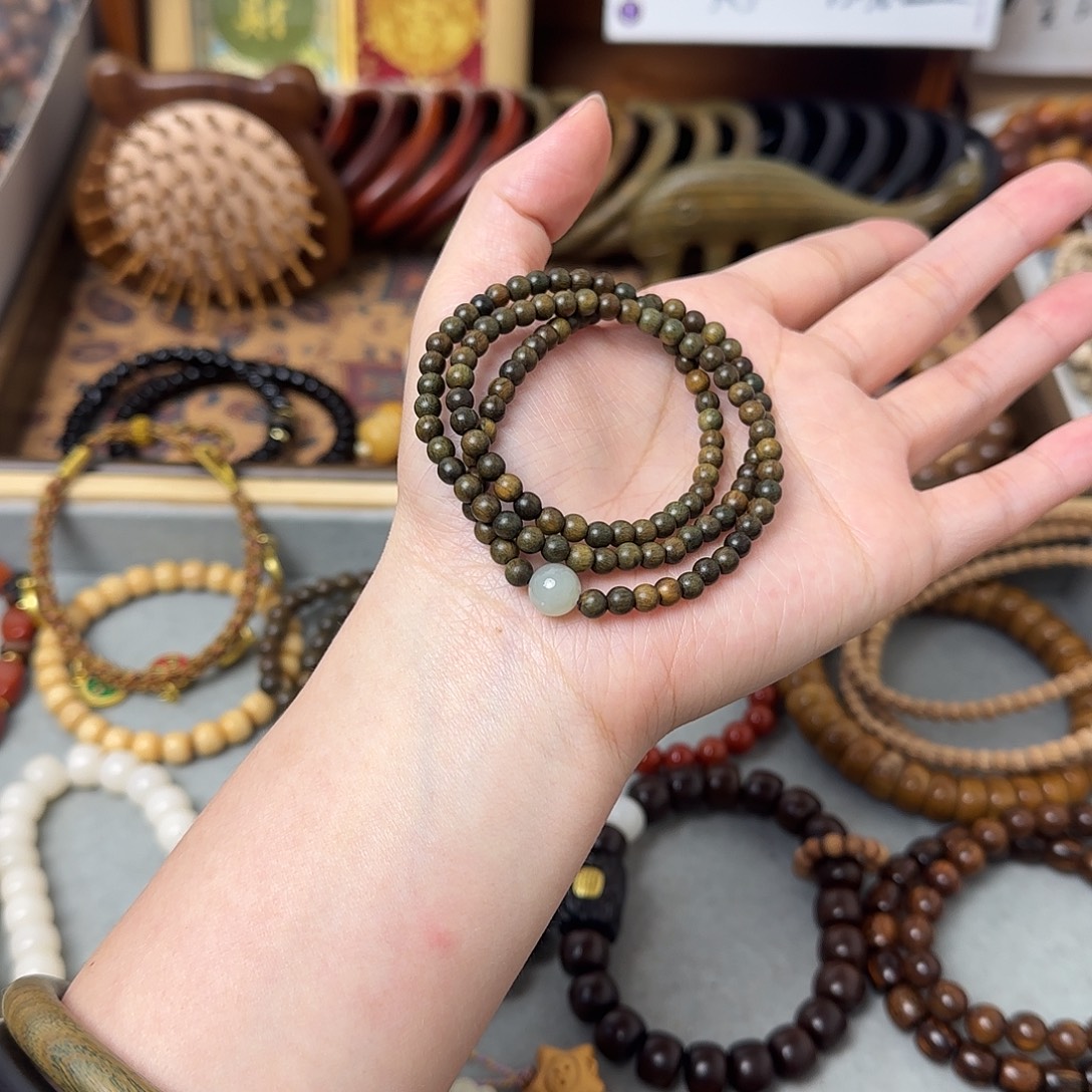 菩提手串/手链4m三圈绿檀