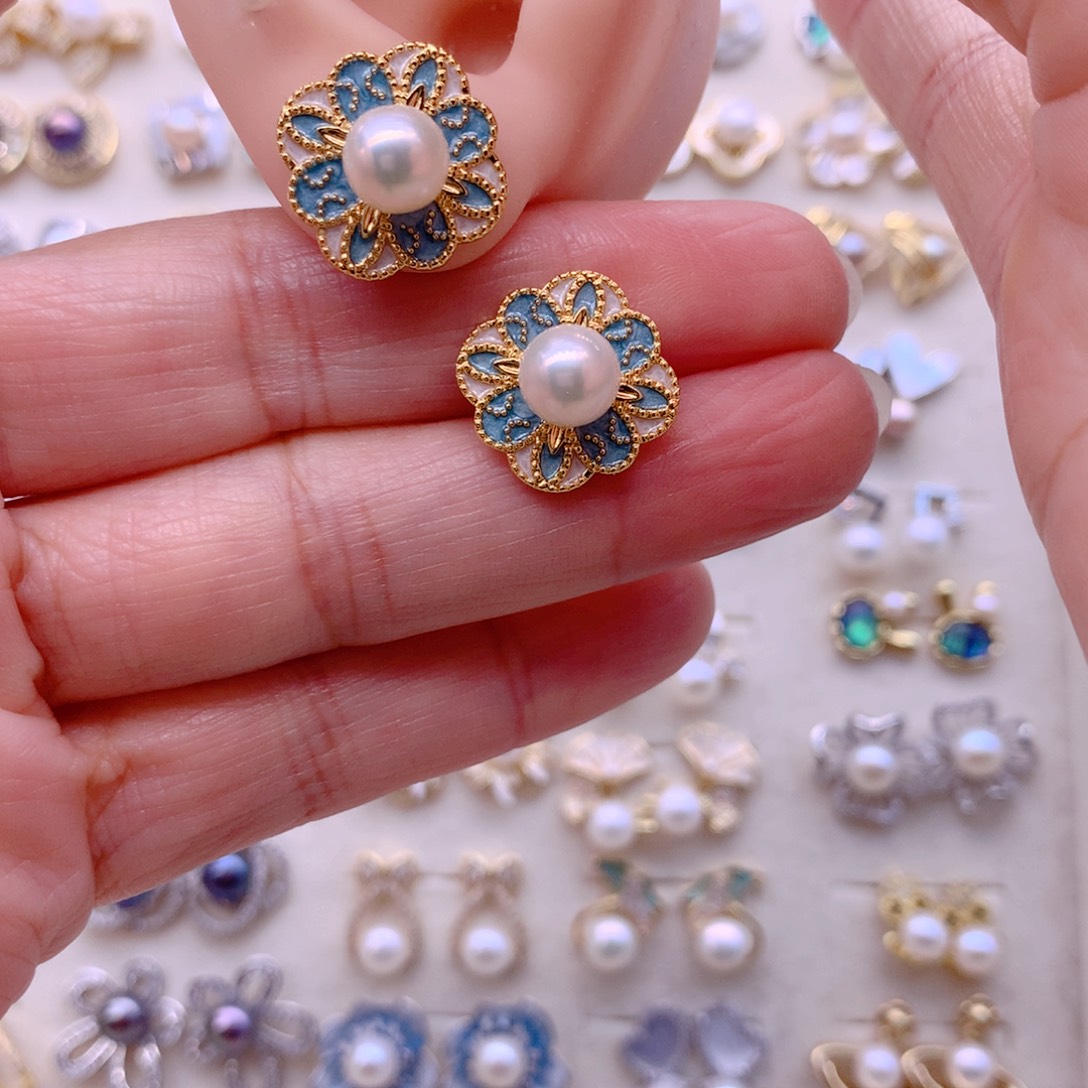 耳饰合金淡水珍珠