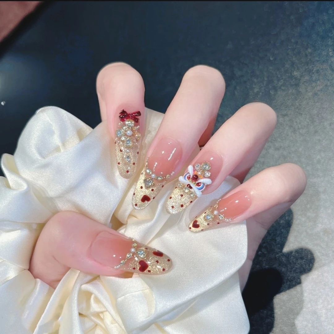 【心悦醒狮】时尚清新纯欲高级感成品美甲穿戴式手工穿戴甲