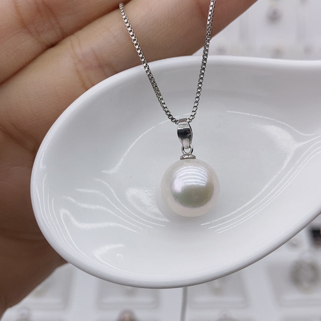 淡水珍珠银S925镶嵌吊坠(赠链)
