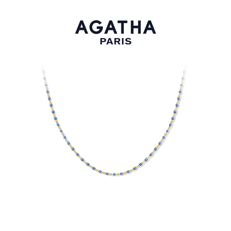 AGATHA 铜合金珐琅项链 经典串珠项链设计感法式小米珠D