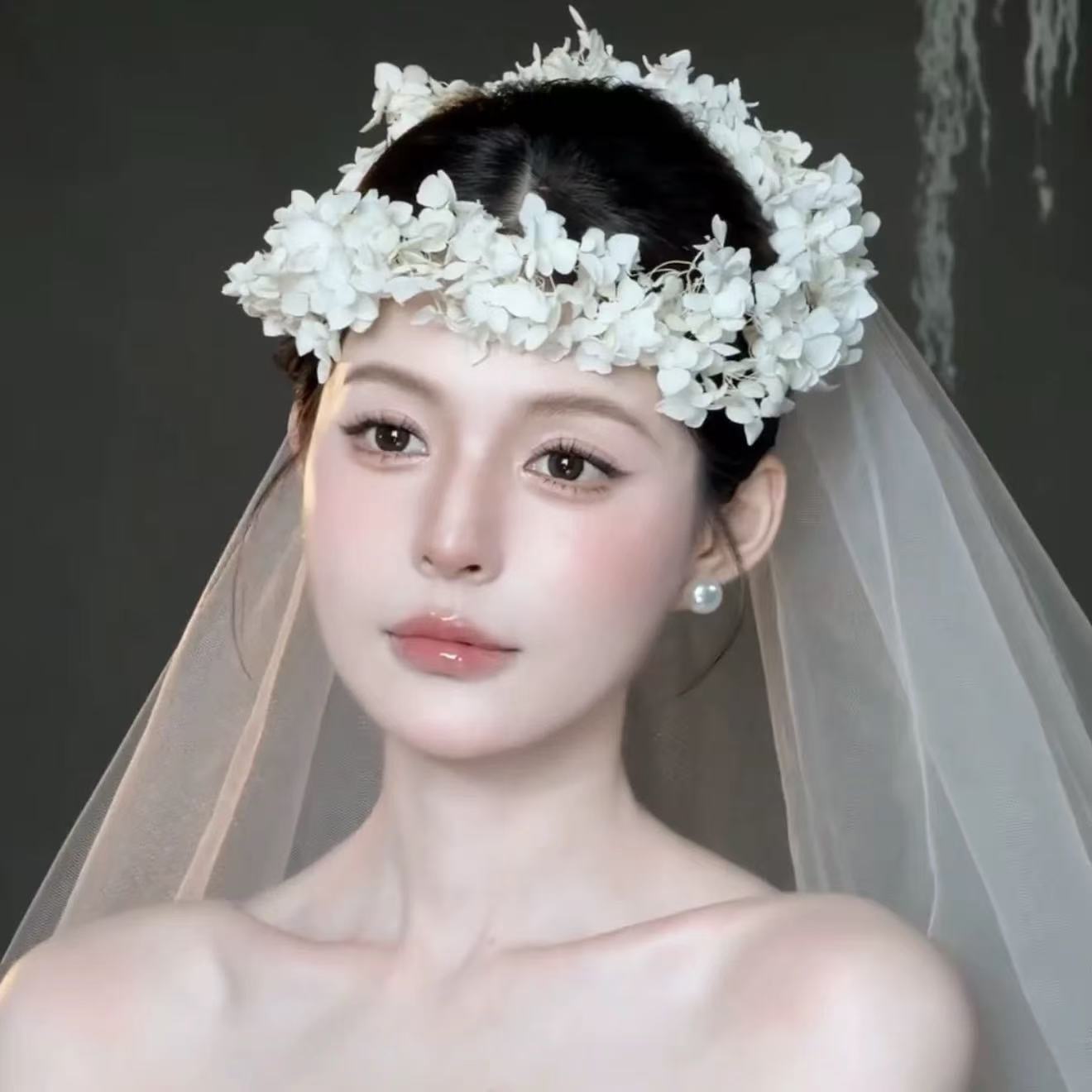 婚庆饰品 金钻新娘头饰森系仙美永生花环韩式浪漫婚礼造型百搭款