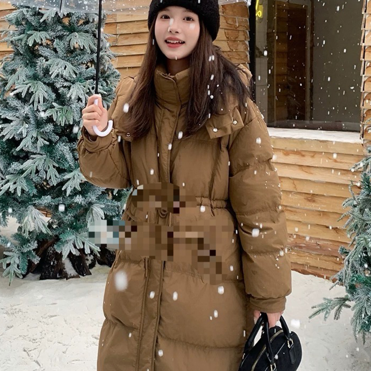 88252连帽收腰大牌加厚防寒服外套