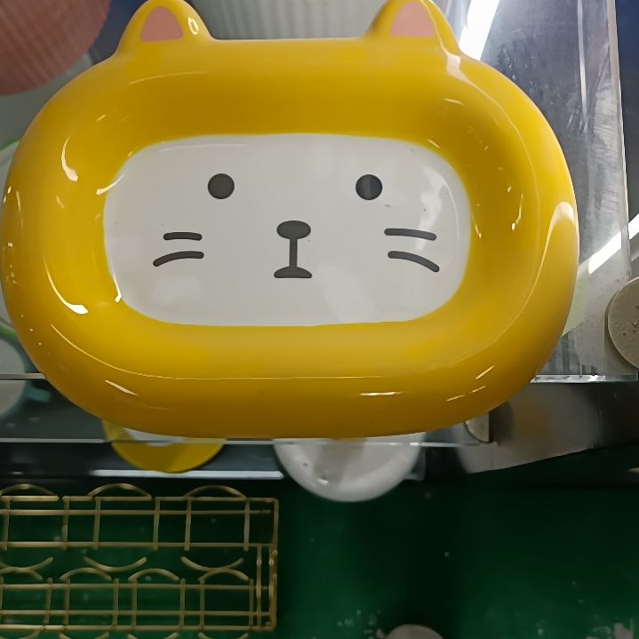 陶瓷黄色猫咪宠物陶瓷碗